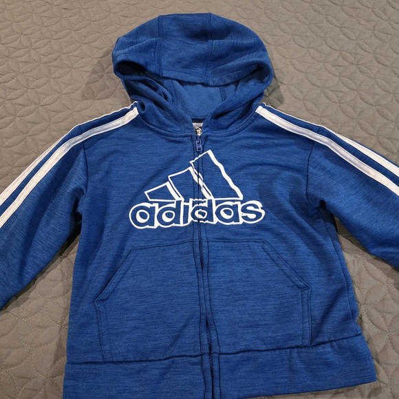 Adidas Kids - Toddler White And Blue Full Zip Track Hoodie, 3T - Picture 1 of 6